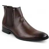 Infinity Leather Bruine Chelsea Slip-On Office enkellaarsjes voor heren