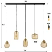 Hoyz hanglamp stripe glass horizontal 5-lichts smoke glas