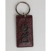Dolce&Gabbana Donkerbruin Leren Logo Metaalring Heren Sleutelhanger Sleutelhanger