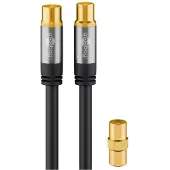 Goobay IEC (m) - IEC (v/m) coaxkabel | recht | verguld | zwart | 10 meter