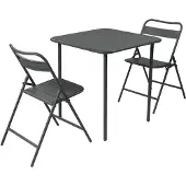 Sweeek - Tuintafel en 2 opklapbare stoelen van metaal - amélia