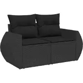 vidaXL Tuinbank Set 12 st 12-Aantal zitplaatsen Zwart Poly Riet