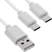 InLine USB-A naar 2x USB-C oplaadkabel | max. 25W | wit | 1 meter