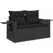 vidaXL Tuinbank Set 10 st 7-Aantal zitplaatsen Zwart poly rattan