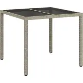 vidaXL Tuin Tafel Grijs 90 x 90 x 75 cm poly rattan