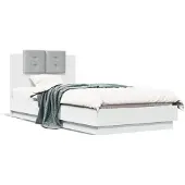 vidaXL Bedframe met hoofdbord bewerkt hout wit 90x200 cm