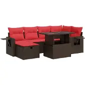 vidaXL 7-delige Loungeset met kussens poly rattan acacia bruin