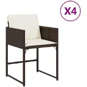 vidaXL Tuinstoelen 4 st met kussens poly rattan bruin
