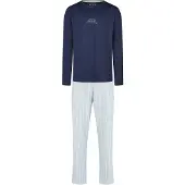 Phil&Co. Pyjama lang ' Unlimited Adventure ' blauw gemêleerd / wit