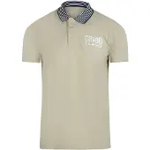 Cavalli Class Gestreepte Beige Poloshirt Met Kraag