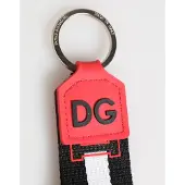 Dolce&Gabbana Rood-Wit DG Logo Polyester Messing Houder Sleutelhanger Sleutelschijfje