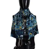 Dolce&Gabbana Blauwe Marmeren Pinstripe Versleten Heren Sjaal