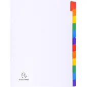 Exacompta 20x Tabbladen karton 160g - geplastificeerde gekleurde tabs + index - 12 tabs - A4 - Wit - 2312E