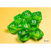 Chessex Translucent Polyhedral Rad Green/white Dobbelsteen Set (7 stuks + 1 bonus)
