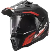 LS2 MX701 Explorer Hexa, avonturenhelm ,Mat Zwart/Grijs/Rood ,M