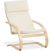 Homestyle4u Schommelstoel - Relaxfauteuil - met voetensteun - Hout Natuur