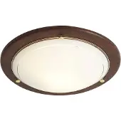 QAZQA Klassieke plafondlamp walnoothout met wit glas - Mesiac