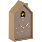 Karlsson Modern Cuckoo Wekker | Met Koekoeksklok | 11.5x20x6cm | Mocha bruin
