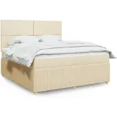 vidaXL Boxspringbed met matras, crème kleur, 180x200 cm, stoffen bekleding