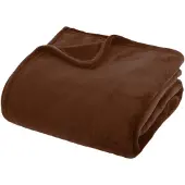 Atmosphera Plaid effen flanel fleece deken - 180x230 cm - Bruin