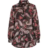 Usha Blouse 'Festival' pastelblauw / bruin / rood / offwhite