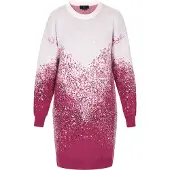 Faina Gebreide jurk magenta / zilver / wolwit