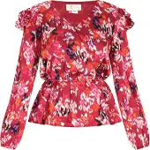IZIA Blouse oranje / magenta / zwart / wit
