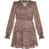 Faina Jurk bruin / goud / lichtgrijs / mauve