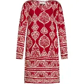Usha Jurk lichtbeige / donkerrood