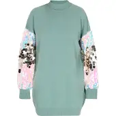 IZIA Gebreide jurk blauw / cyaan blauw / oudroze / zilver