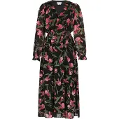 Usha Jurk groen / rosa / pitaja roze / zwart