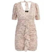 Faina Jurk goud / olijfgroen / rosa / wit