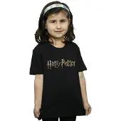 Harry Potter Katoenen T-shirt met logo voor meisjes (Zwart)