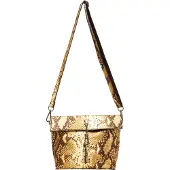 Faina Schoudertas beige / chocoladebruin / safraan