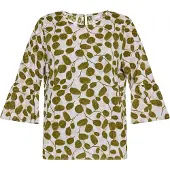 Usha Blouse olijfgroen / offwhite