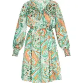 Usha Zomerjurk groen / mintgroen / oranje / offwhite