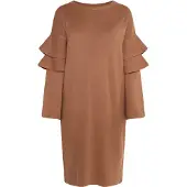 Usha Gebreide jurk camel
