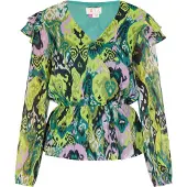 IZIA Blouse groen / lila / zwart