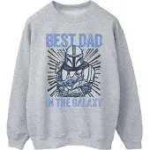 Star Wars Mandalorian Best Dad Galaxy Sweatshirt Heren (Sportgrijs)