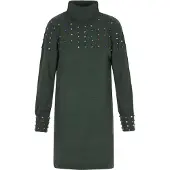 Faina Gebreide jurk blauw / spar / lichtgroen / zilver