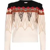 IZIA Trui lichtbeige / goud / rood / zwart