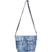 Faina Schoudertas marine / hemelsblauw / wit