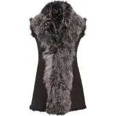 Infinity Leather Dames Zwarte Toscaanse Shearling Nappa Leren Schapenvacht Gilet - Parkes