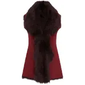 Infinity Leather Dames bordeaux Toscana schapenvacht lang gilet-Sorocaba