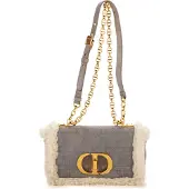 Dior Pre-owned Ltd. Ed. Shearling Caro Small Schoudertas