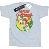Disney Heren Donald Duck Vrolijk Kerstmis T-Shirt (Sportgrijs)