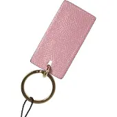 Dolce&Gabbana Roze Kalfsleren Logo Metaal Ring Heren Sleutelhanger Sleutelhanger