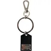 Dolce&Gabbana Zwarte Sint Glas Plaque DG Logo Metalen Sleutelhanger Sleutelhanger