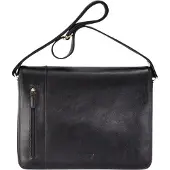 Infinity Leather Echte leren zwarte laptoptas met schoudertas - Astor