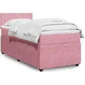 vidaXL Boxspring met matras fluweel roze 80x200 cm